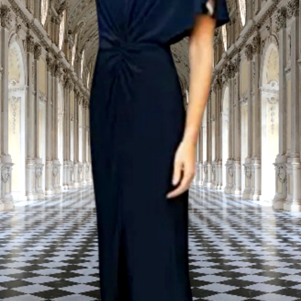 π£ Alex Evenings Long Knot Front DressπMaxi Front Slit Ladder Rhinestone π 10 - Picture 4 of 9